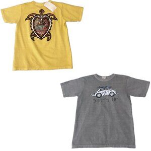 2pc Crazy Shirts Hawaiian Shirt Lot Youth LG Gray Volkswagen Yellow Beach Tee